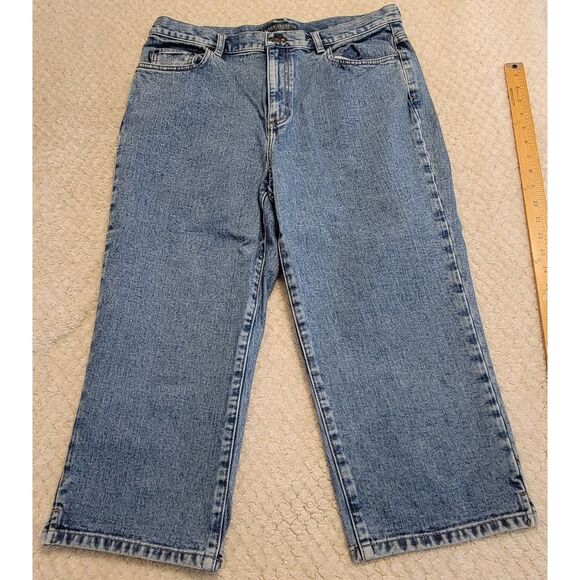Lauren Jeans Co Womens Size 12 Crop Capri Denim Wide Leg Ralph Lauren - Picture 1 of 11